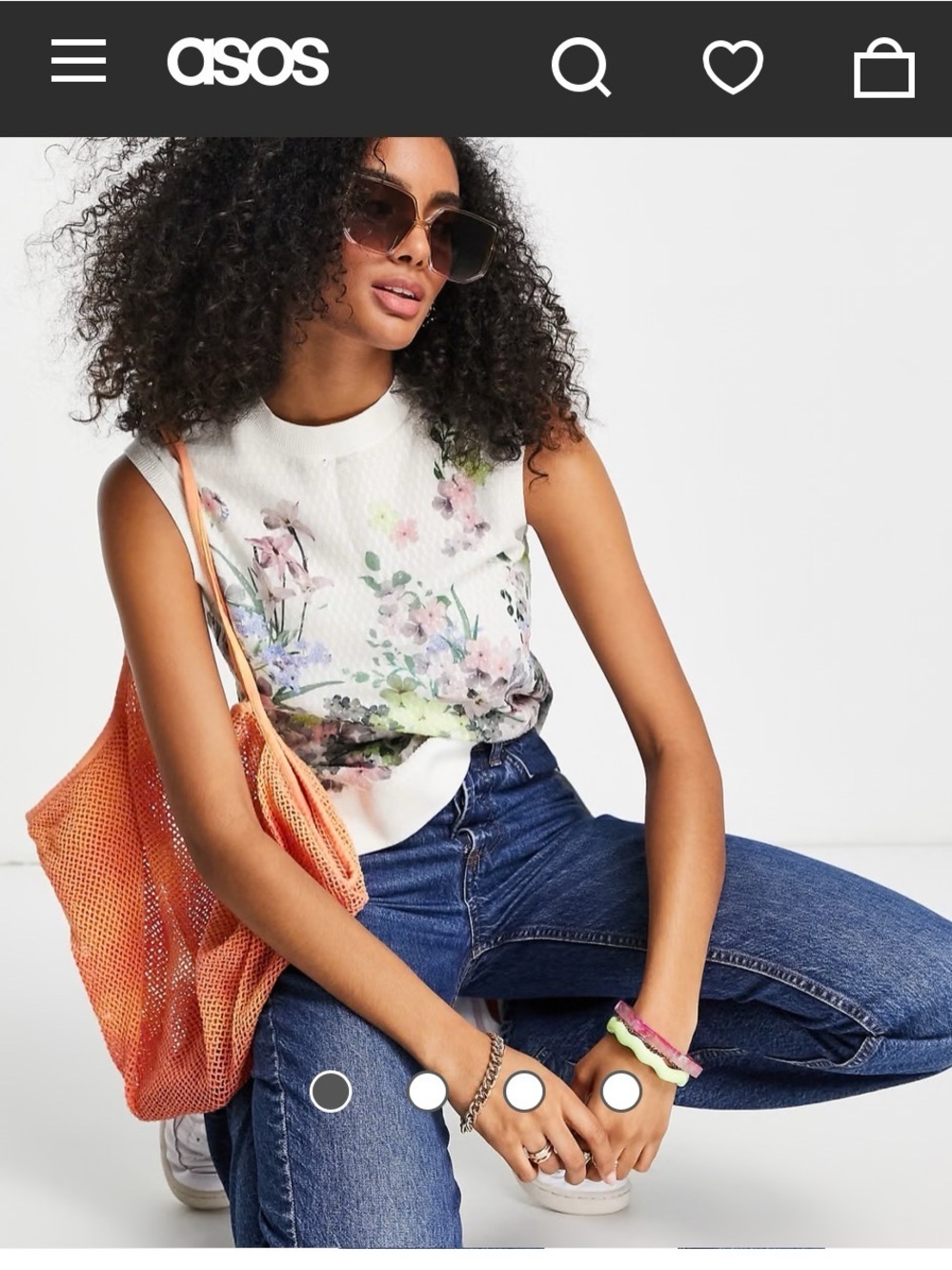 Ted Baker White Floral Sleeveless Tank with Pastel Bloom Print